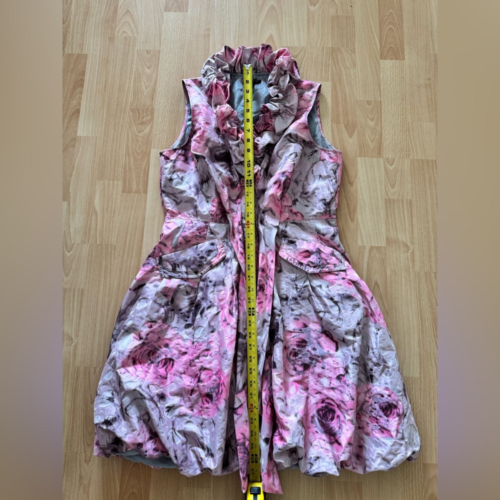 Size L Samuel Dong Pink Floral Ruffle Dress new without tag - Picture 11 of 14